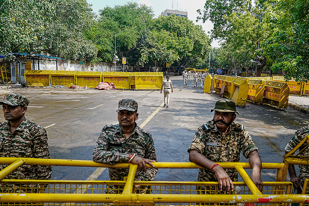 Security personnel at Jantar Mantar
