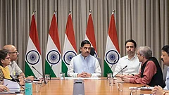 In this image received on July 26, 2026, Union Minister Pralhad Joshi during a meeting as he takes charge as education minister, in New Delhi. Joshi has been given additional charge of the education ministry besides his role as the consumer affairs minister. - | Photo: Handout via PTI
