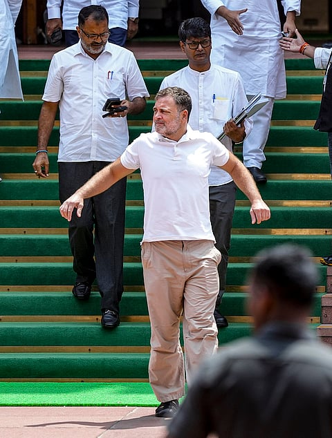 Leader of Opposition in the Lok Sabha Rahul Gandhi during the Monsoon session of Parliament, in New Delhi.