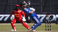 (AP Photo/Wonder Mashura) : India's batsman Rinku Singh, right, avoids a high ball as Zimbabwe's wicketkeeper Tadiwanashe Marumani watches on during the third T20 cricket match between Zimbabwe and India in Harare, Zimbabwe, Sunday, July 26, 2026