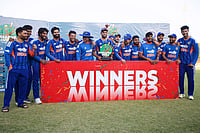 | Photo: AP/Wonder Mashura : India's captain Shreyas Iyer, center, holds a trophy as he celebrate with teammates following the third T20 cricket match against Zimbabwe in Harare, Zimbabwe.