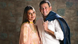 Special Arrangement : BCCI Chief selector Ajit Agarkar and his wife Fatema