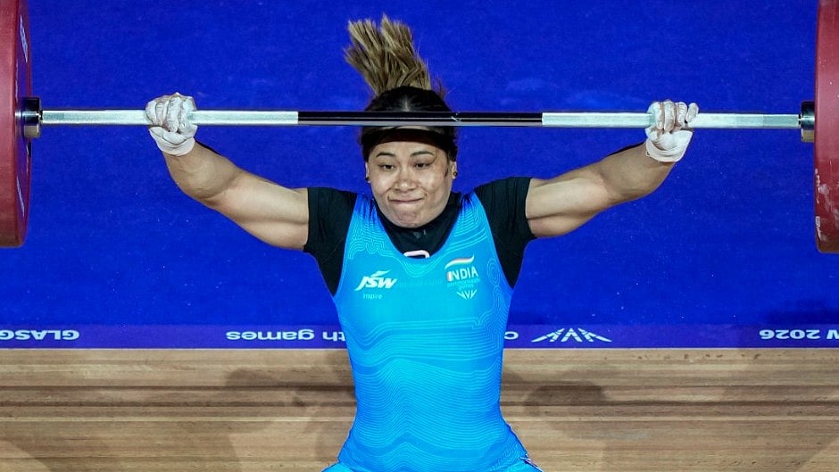 Indian weightlifter Bindyarani Sorokhaibam clinched the bronze medal in the women's 58kg category at the Commonwealth Games 2026. - Media_SAI/X