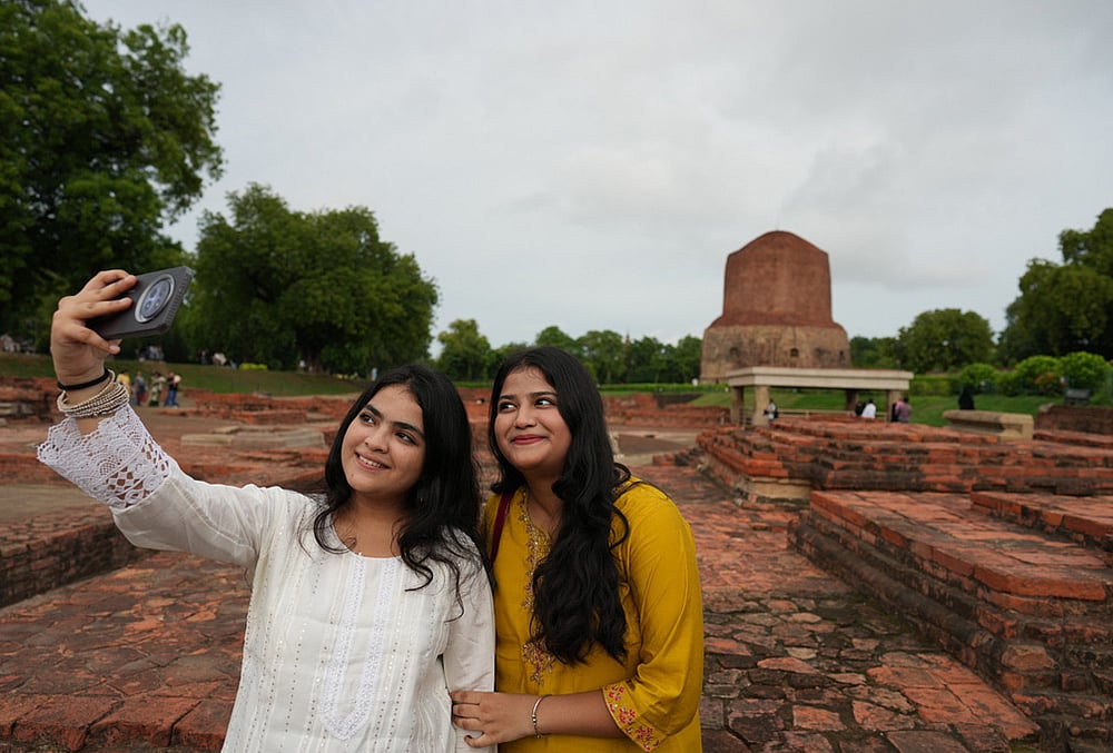 Ancient Buddhist site Sarnath inscribed