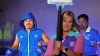 | Photo: PTI/Ravi Choudhary : India's Jadumani Singh Mandengbam makes his way to the ring ahead of his men's 55kg Round of 32 boxing bout at the Commonwealth Games 2026, in Glasgow. 