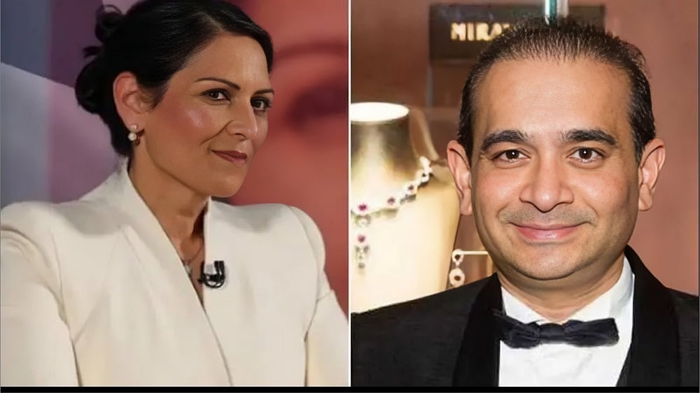 Priti Patel (left) and Nirav Modi (right) - X