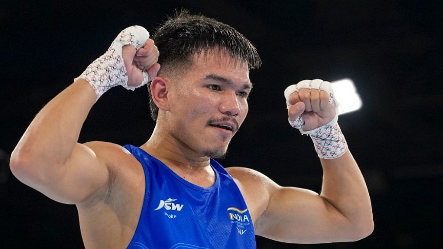 Jadumani Mandengbam defeated Mwengo Mwale to enter Commonwealth Games 2026 semifinals.  - Media_SAI/X