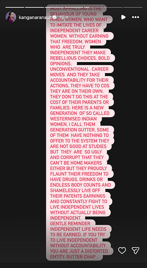 Kangana Ranaut's statement