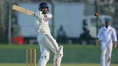 Saransh Jain plays a back-foot punch during a Test match against Sri Lanka A in Galle - insta/saranshjain13