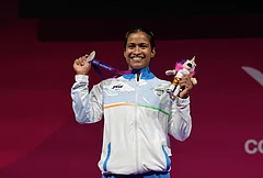 Silver medal winner Gyaneshwari Yadav of India after the women's weightlifting 53kg snatch and the clean and jerk rounds at the SEC Armadillo during day four of the 2026 Commonwealth Games in Glasgow, Scotland, Monday, July 27, 2026. - | Photo: Steve Walsh/PA via AP