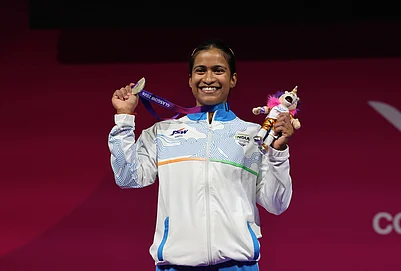 | Photo: Steve Walsh/PA via AP : Silver medal winner Gyaneshwari Yadav of India after the womens weightlifting 53kg snatch and the clean and jerk rounds at the SEC Armadillo during day four of the 2026 Commonwealth Games in Glasgow, Scotland, Monday, July 27, 2026.