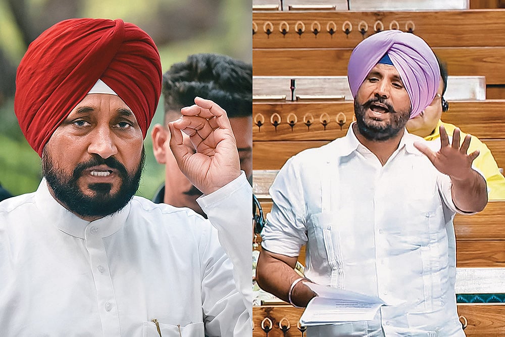 Punjab Congress leaders Charanjit Singh Channi (left) and Amrinder Singh Raja Warring