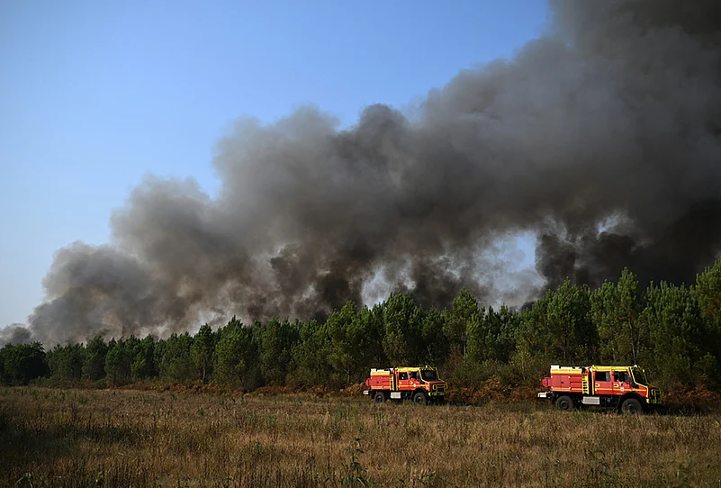 Firefighters battling flames France