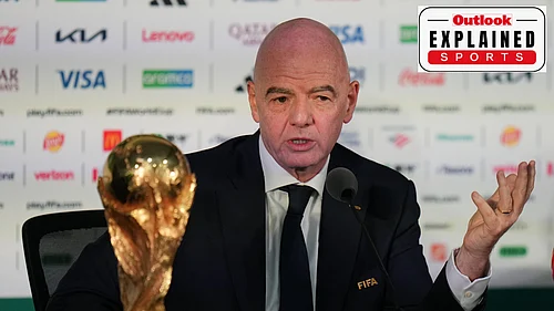 (AP Photo/Eduardo Verdugo, File) : FILE - FIFA President Gianni Infantino speaks during a news conference at the stadium in Mexico City, Wednesday, June 10, 2026, a day before the opening FIFA World Cup match between Mexico and South Africa.