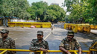 Delhi Police Says Jantar Mantar Open For Authorised Protests Amid Security Build-Up | Photo: PTI/Shahbaz Khan : Security personnel keep a vigil near the protest site of Jantar Mantar, in New Delhi | File Photo