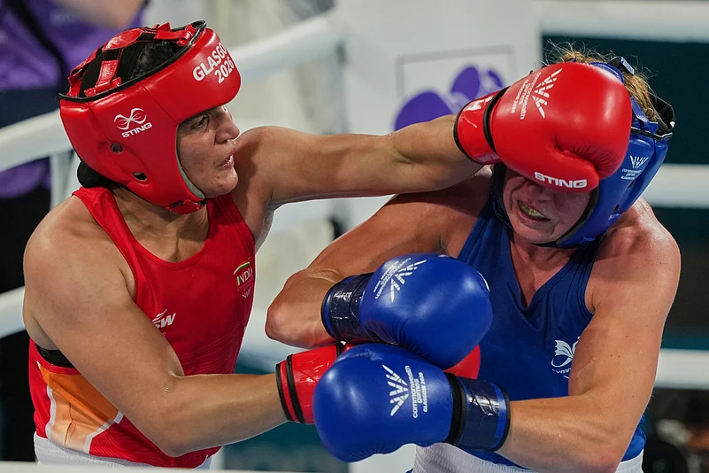 Arundhati vs Eccles full on Commonwealth Games 2026 Womens 70kg boxing semifinal AP Photo