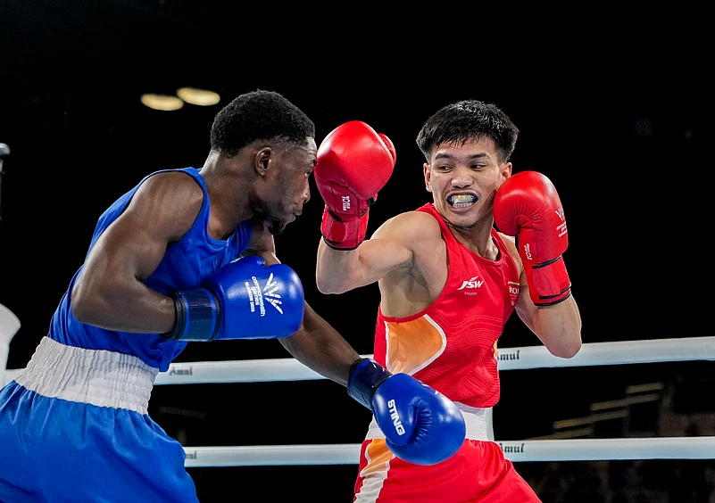 Mandengbam vs Haoseb 7 Glasgow Commonwealth Games 2026 Mens 55kg boxing semifinal PTI Photo