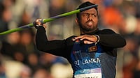 89.75m Of Glory! Rumesh Pathirage Floors Neeraj Chopra To Rewrite Commonwealth Games History (AP Photo/Alastair Grant) : Rumesh Tharanga Pathirage of Sri Lanka competes in the Men's Javelin Throw Final at the Commonwealth Games in Glasgow, Scotland, Friday, July 31, 2026