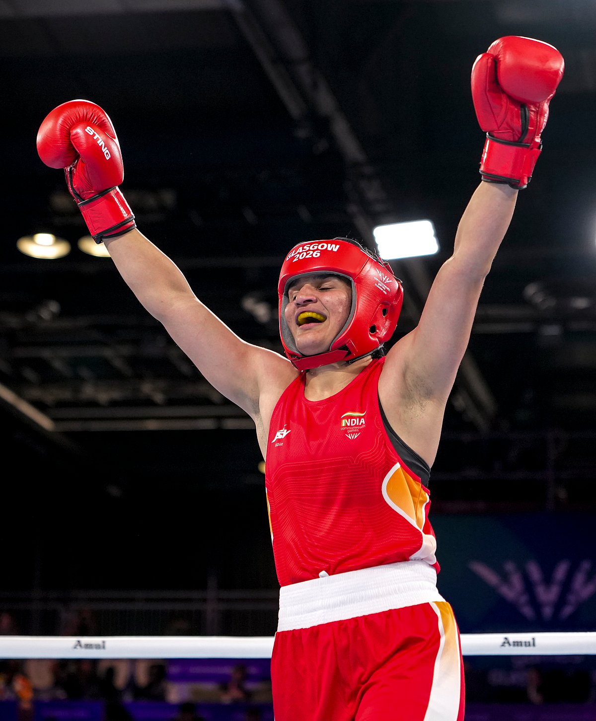 Arundhati raises vs Eccles Commonwealth Games 2026 Womens 70kg boxing semifinal PTI Photo