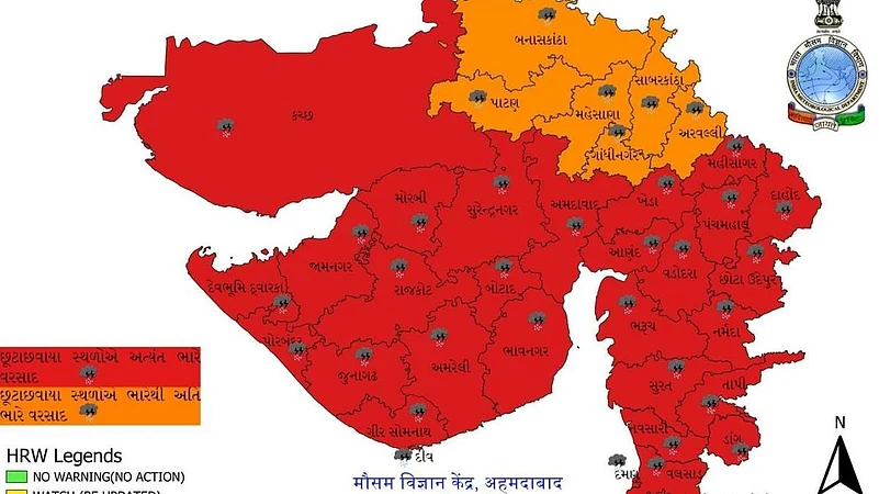 Rains Batter Central, South Gujarat, Red Alert in 13 Districts; Surat, Kheda, Anand Hardest-Hit