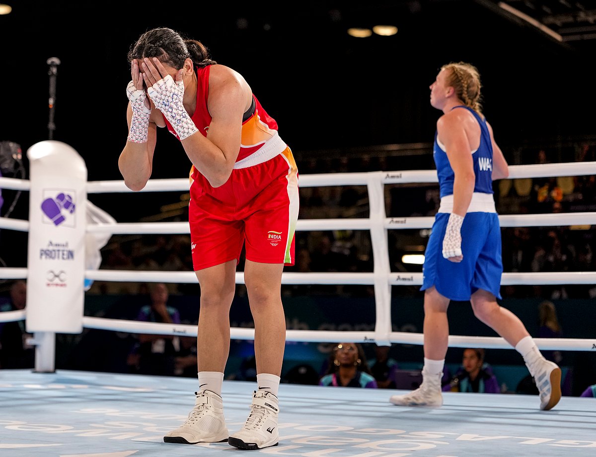 Arundhati bows vs Eccles Commonwealth Games 2026 Womens 70kg boxing semifinal PTI Photo