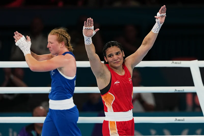 Arundhati emo vs Eccles Commonwealth Games 2026 Womens 70kg boxing semifinal AP Photo