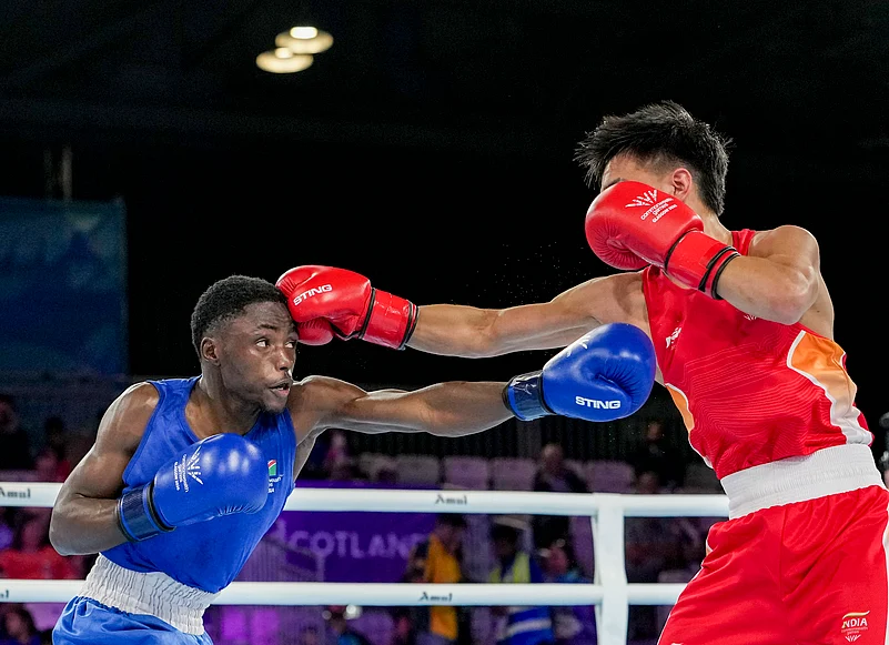 Jadumani vs Haoseb 2 Glasgow Commonwealth Games 2026 Mens 55kg boxing semifinal PTI Photo