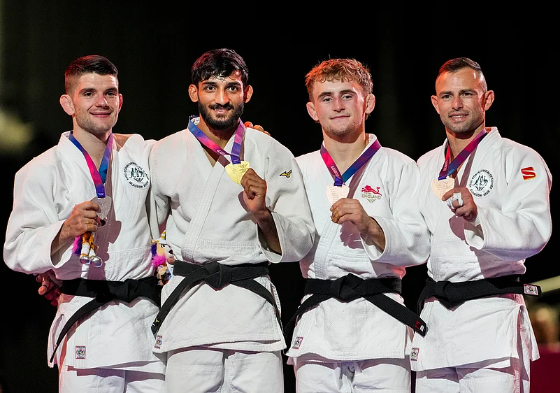 Glasgow Commonwealth Games 2026 mens 60kg judo medallists PTI Photo
