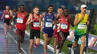 Chasing History: Gulveer Singh Targets Rare 5,000m And 10,000m Medal Double At Commonwealth Games (AP Photo/Eranga Jayawardena) : Gulveer Singh of India, in blue, competes in the men's 10,000 meters final at the Commonwealth Games in Glasgow, Scotland, Tuesday, July 28, 2026.