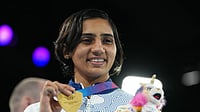 (AP Photo/Eranga Jayawardena) : Gold medalist India's Preeti Preeti celebrates after winning the women's 54kg boxing final at the Commonwealth Games in Glasgow, Scotland, Saturday, Aug. 1, 2026.