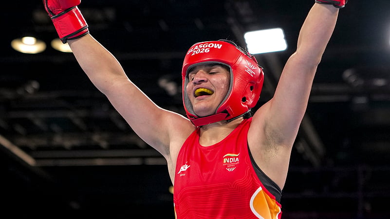 Arundhati raises vs Eccles Commonwealth Games 2026 Womens 70kg boxing PTI Photo