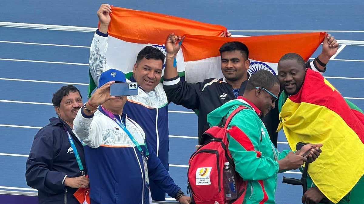 Soman Rana and Shubham Juyal delivered a memorable 1-2 finish for India in the men's shot put F57 event at the Commonwealth Games, securing gold and silver.  - rajnathsingh/X