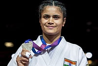 | Photo: PTI  : India's Yamini Mourya clinches a silver medal in the women's 57 kg judo at the Commonwealth Games 2026, in Glasgow, Scotland, Aug. 1, 2026. 