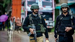 Security personnel conduct a cordon-and-search operation after two labourers from Chhattisgarh were killed in a terrorist attack at a brick kiln, in Kulgam district, Jammu and Kashmir. - | Photo: PTI