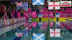 National flags are raised during the medal ceremony for the men's 200 meter individual medley swimming event with Duncan Scott of Scotland winning the gold medal during the Commonwealth Games in Glasgow, Scotland, Friday, July 24, 2026
- (AP Photo/Kin Cheung)