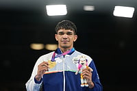 Ankush Panghal Stages Stunning Comeback From Behind In Final Bout To Win Gold Medal At Glasgow CWG 2026 | Photo: AP/Eranga Jayawardena : India's Ankush Ankush celebrates after winning the men's 80kg boxing final at the Commonwealth Games in Glasgow, Scotland.