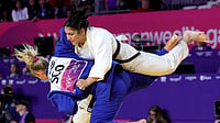 Judo Live Updates, Commonwealth Games 2026: Ishroop Narang Reaches Women’s -78kg Bronze Medal Match (Steve Welsh/PA via AP) : Nicole Wood of Scotland, in blue, during her Women's Judo -78 kg elimination round of 16 match against Ishroop Narang of India on day ten of the 2026 Commonwealth Games in Glasgow, Scotland, Sunday, Aug. 2, 2026.