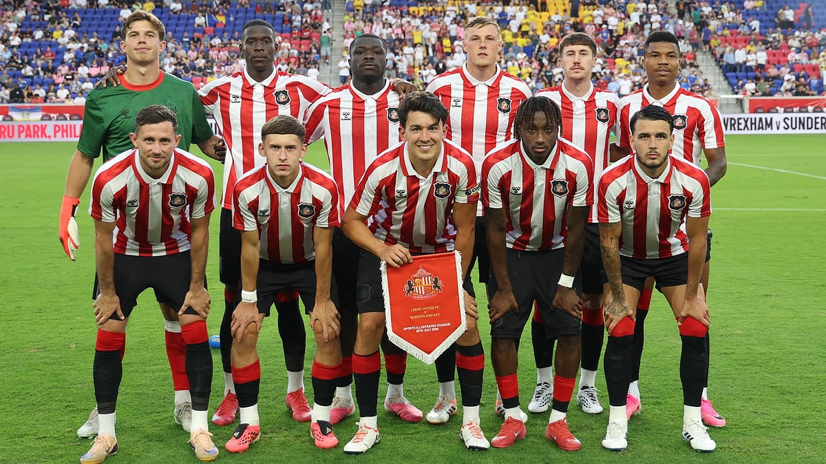 Sunderland footballers in new kits ahead of 2026-27 season.  - SunderlandAFC/X