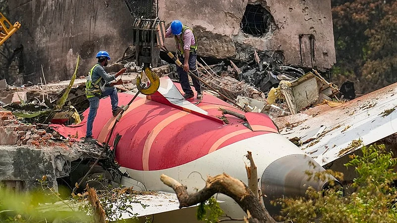 Wreckage of the crashed Air India plane