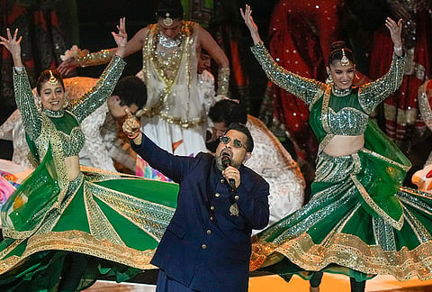 Indian artist Shankar Mahadevan performs during the closing ceremony of the 23rd Commonwealth Games (CWG), at OVO Hydro, in Glasgow, Scotland, Sunday, Aug. 2, 2026. 