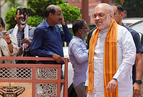 Union Home Minister Amit Shah during the ongoing Monsoon session of Parliament, in New Delhi.