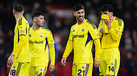 Fenerbahce Vs Sturm Graz LIVE Streaming, UEFA Champions League: Preview, When And Where To Watch? | Photo: Mike Egerton/PA via AP : Fenerbahce's Marco Asensio, second from right, and teammates react after the Europa League knockout phase play-off second leg match between Nottingham Forest and Fenerbahce in Nottingham, England.