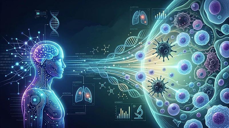 A visual representation of AI and cancer cells