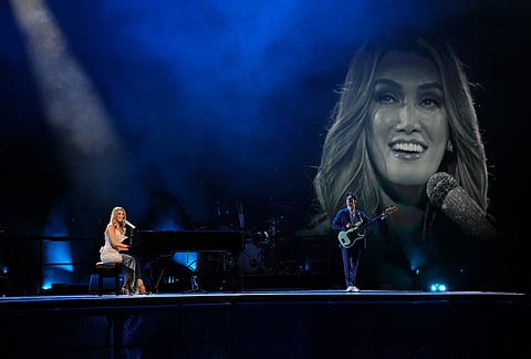 Delta Goodrem performs during the closing ceremony for the Commonwealth Games in Glasgow, Scotland, Sunday, Aug. 2, 2026. 