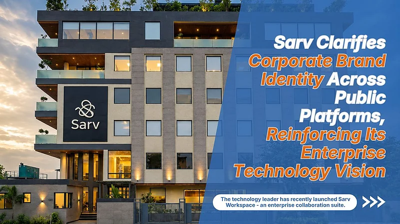 An official announcement graphic clarifying Sarvs corporate brand identity