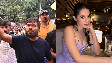 Abhijeet Dipke (left)- AP photo, Uorfi Javed (right) - Instagram