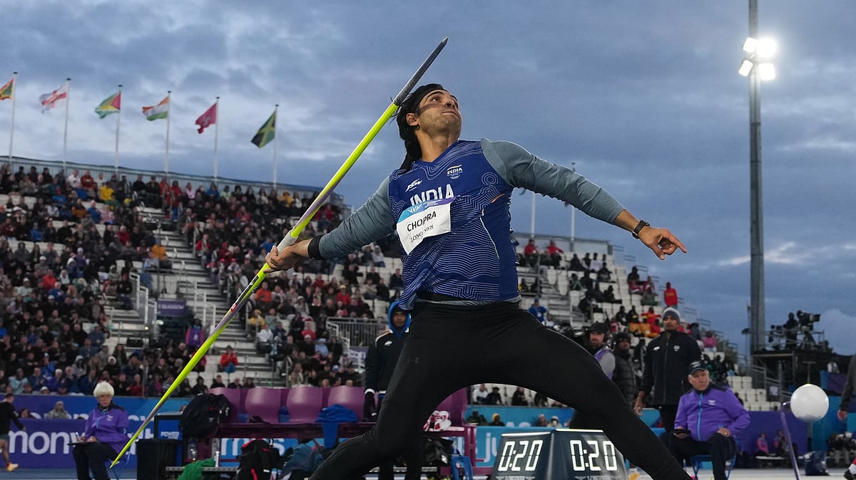 India's Neeraj Chopra competes in the Men's Javelin Throw Final at the Commonwealth Games in Glasgow, Scotland, Friday, July 31, 2026. - (AP Photo/Alastair Grant)