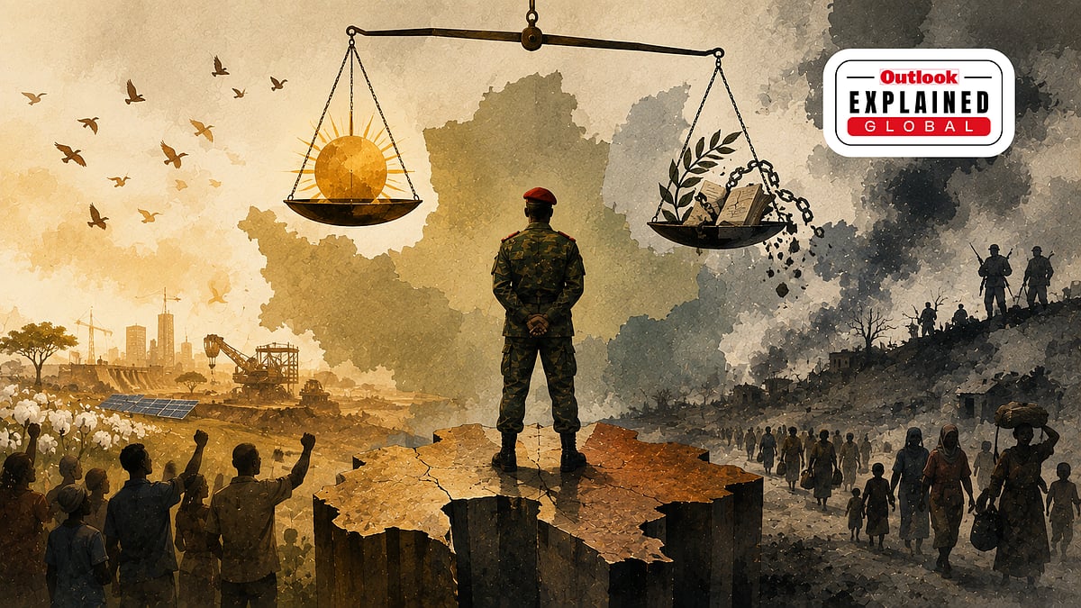 Burkina Faso's military leader Ibrahim Traoré has returned to international attention over concerns about civic freedoms and human rights -  | AI Generated