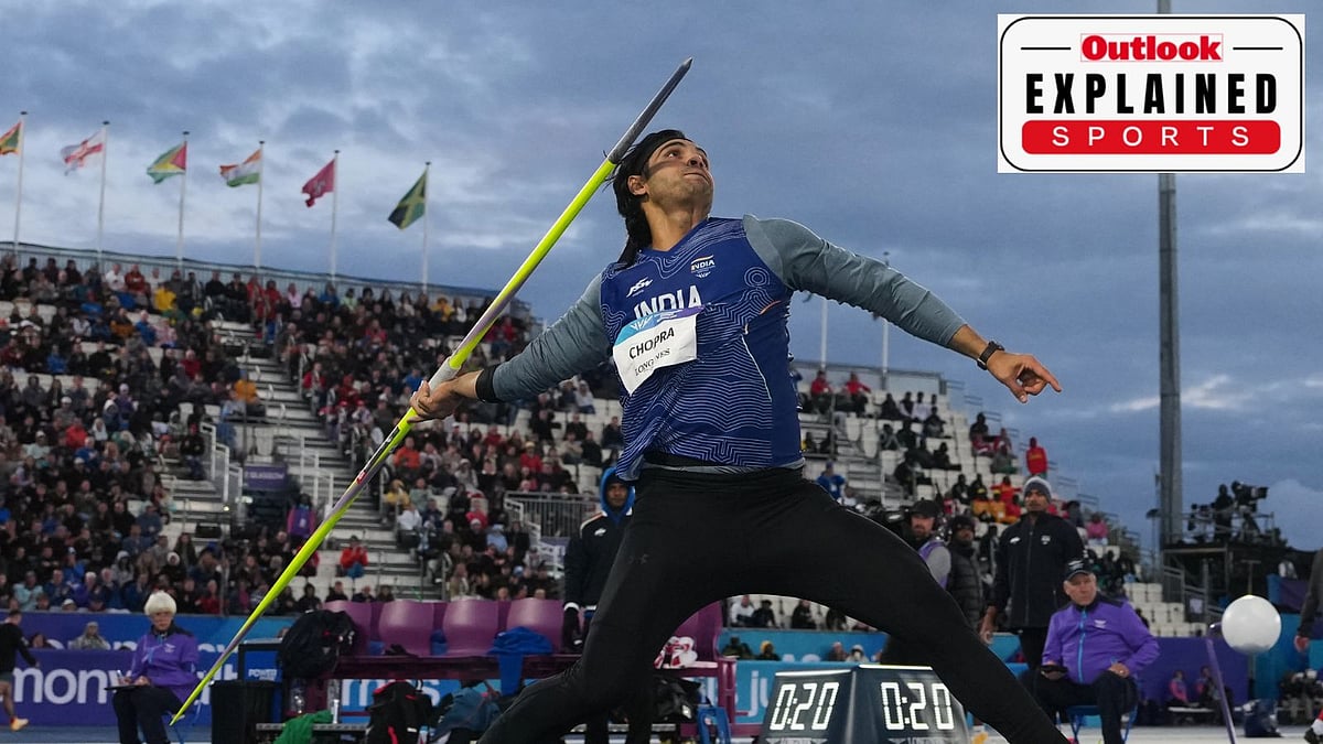 India's Neeraj Chopra competes in the Men's Javelin Throw Final at the Commonwealth Games in Glasgow, Scotland, Friday, July 31, 2026. - (AP Photo/Alastair Grant)