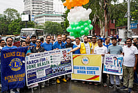 | Photo: PTI : Doctors and volunteers participate in a walkathon to raise awareness about the prevention of osteoporosis, organised by the Bihar Orthopaedic Association, in Patna, Bihar.